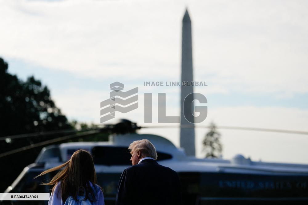 Donald Trump and granddaughter Kai leaves White House - Washington