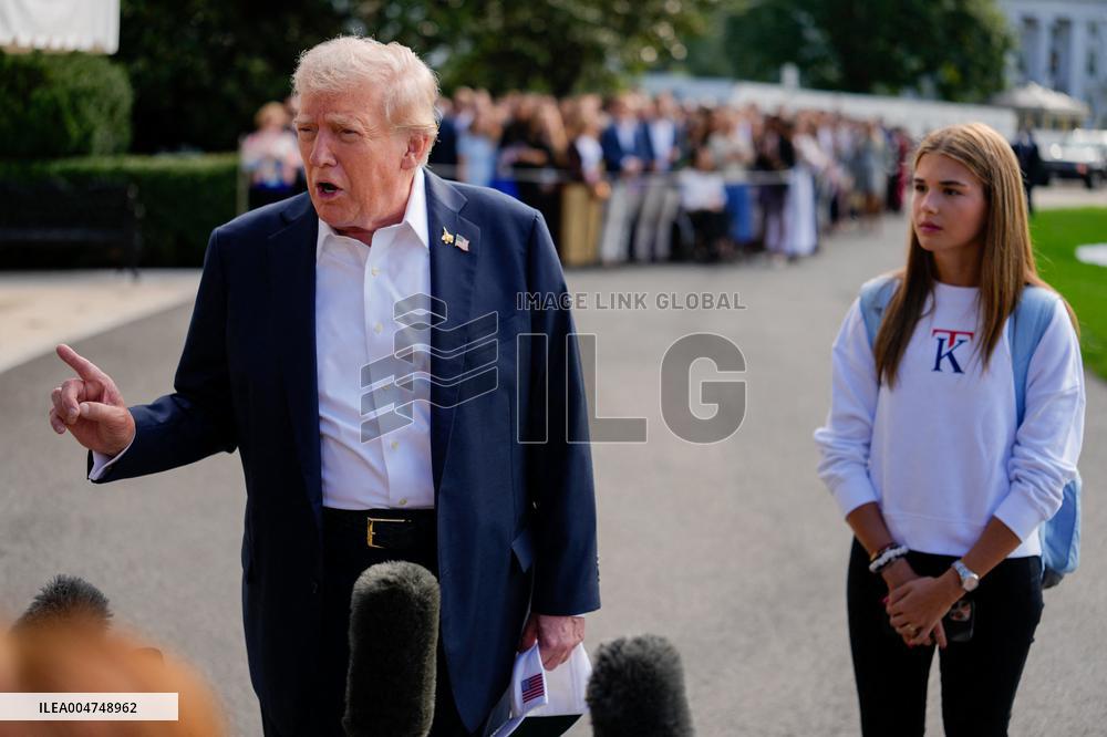 Donald Trump and granddaughter Kai leaves White House - Washington