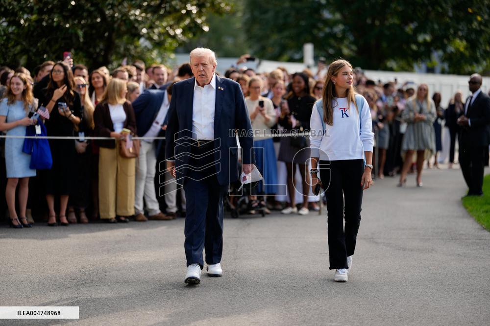 Donald Trump and granddaughter Kai leaves White House - Washington