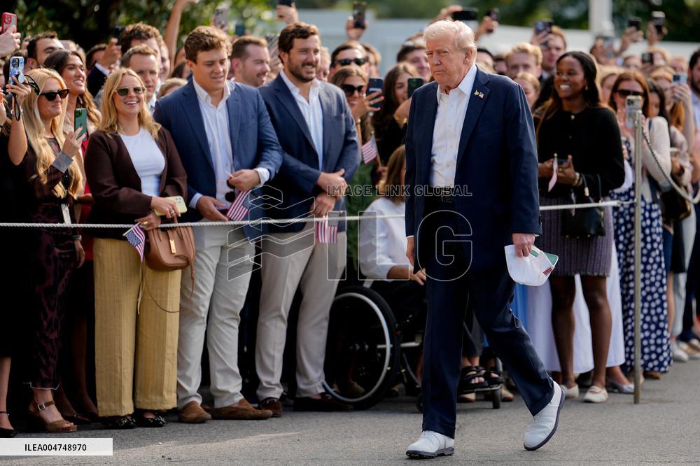 Donald Trump and granddaughter Kai leaves White House - Washington