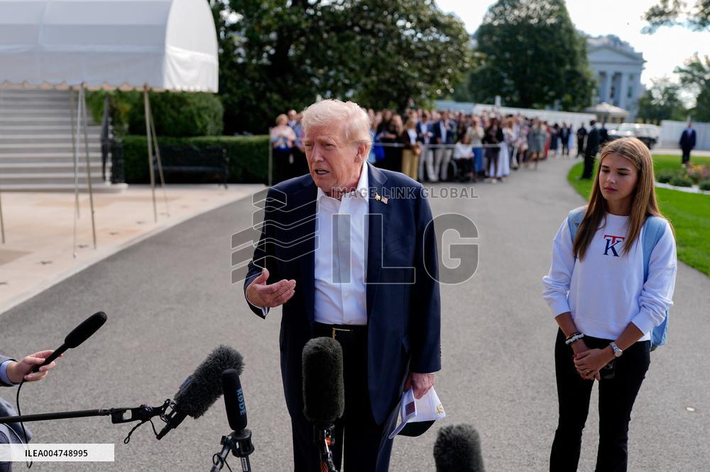 Donald Trump and granddaughter Kai leaves White House - Washington
