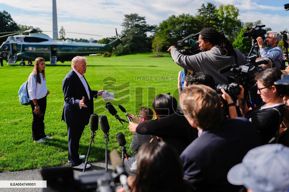 Donald Trump and granddaughter Kai leaves White House - Washington
