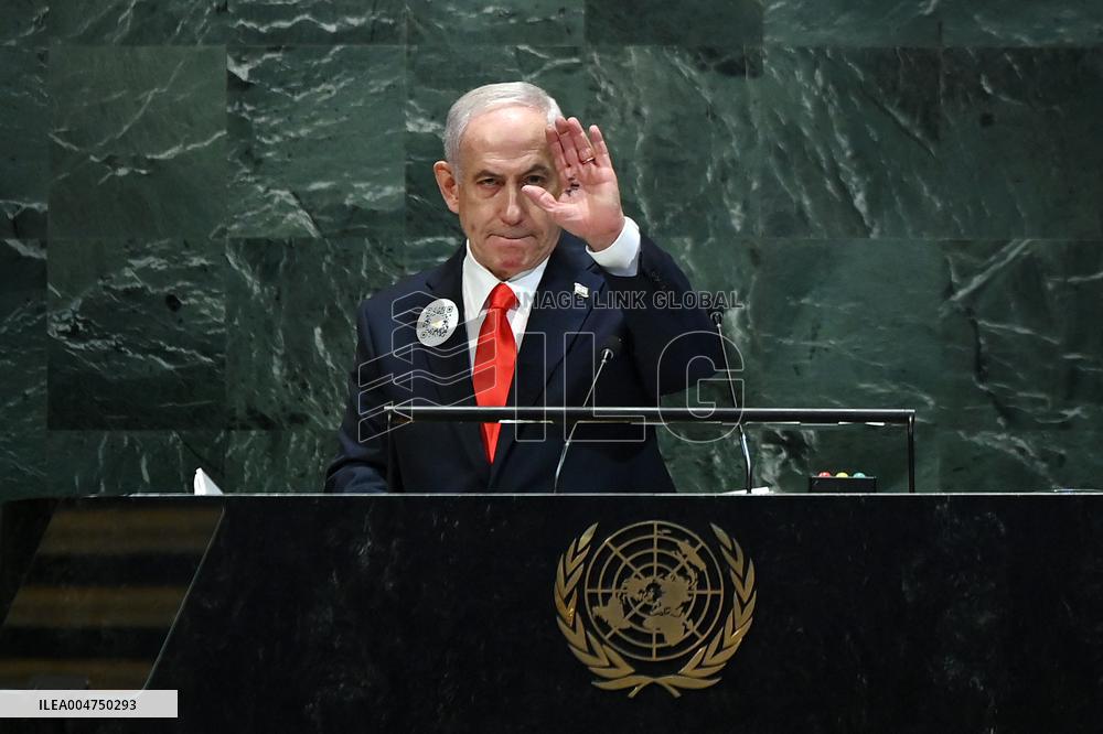 UNGA - Benjamin Netanyahu Delivers A Speech - NY -