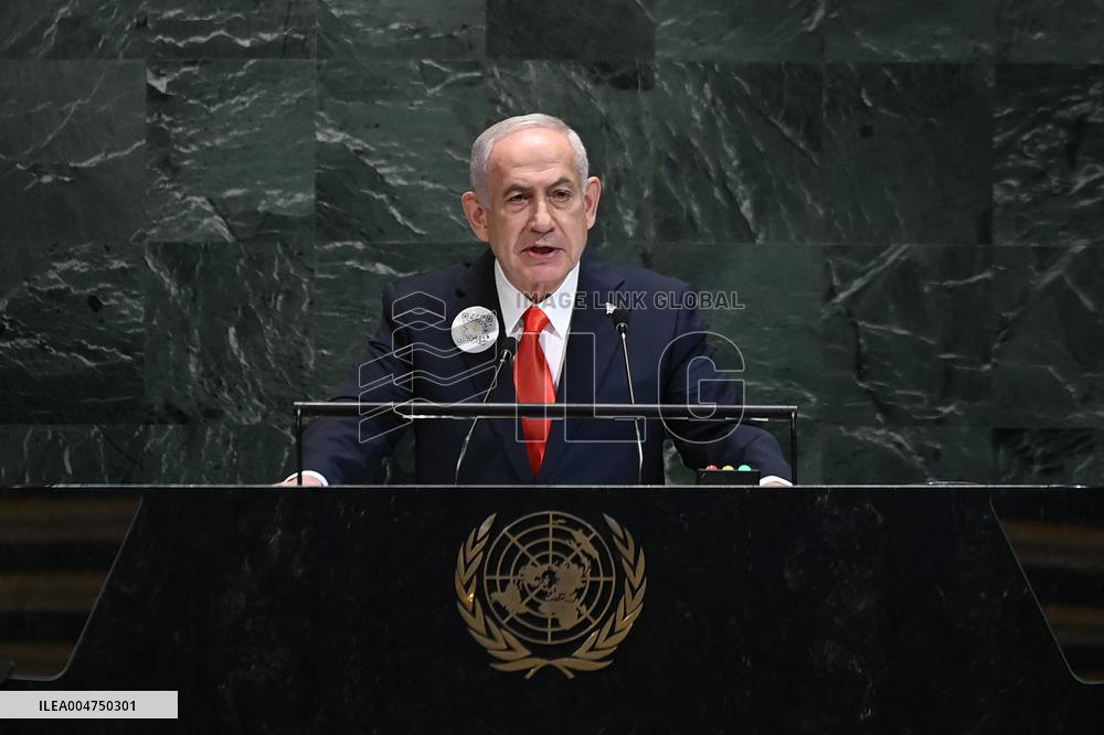 UNGA - Benjamin Netanyahu Delivers A Speech - NY -
