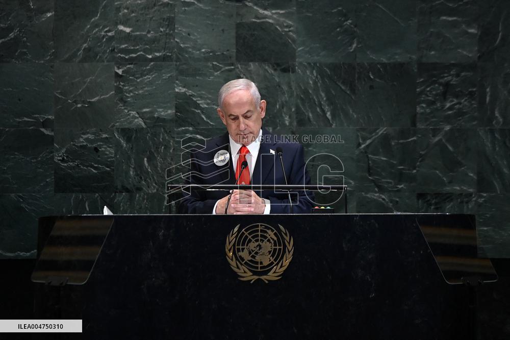 UNGA - Benjamin Netanyahu Delivers A Speech - NY -