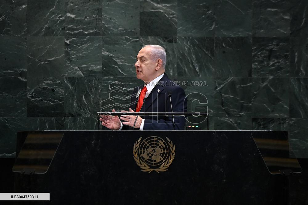 UNGA - Benjamin Netanyahu Delivers A Speech - NY -