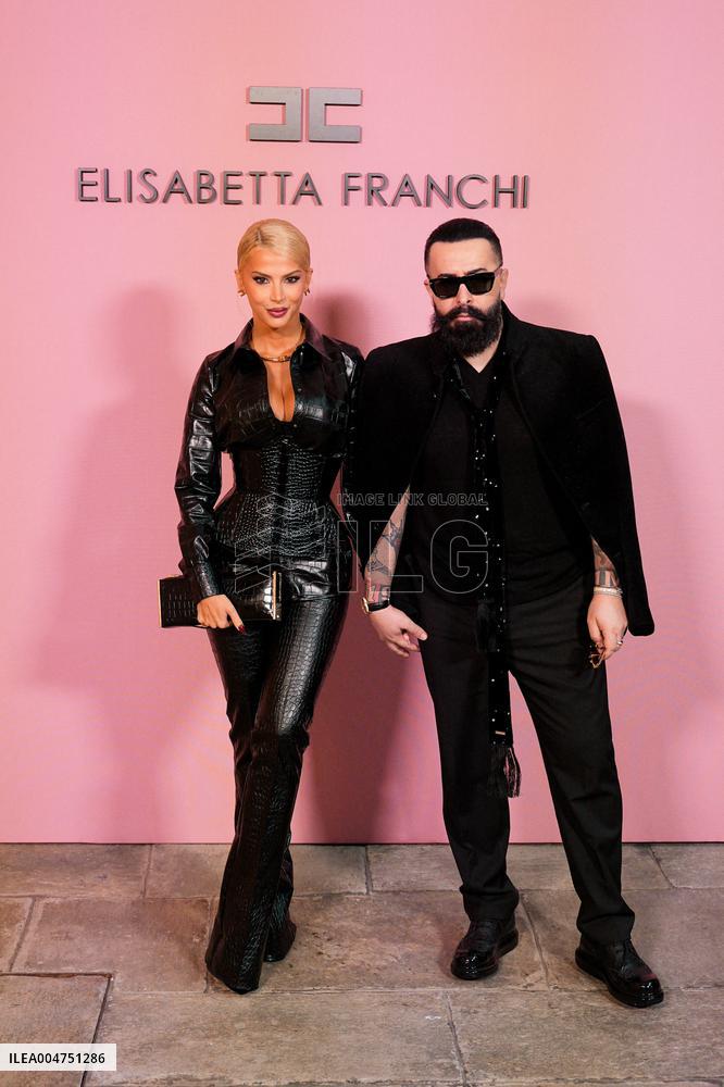 MFW - Guests At Elisabetta Franchi Fashion Show