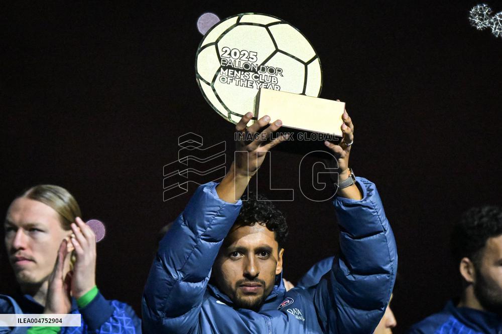 Ousmane Dembele celebrates his Ballon dOr at Parc des Princes - FA