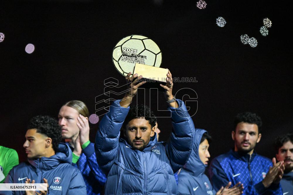 Ousmane Dembele celebrates his Ballon dOr at Parc des Princes - FA