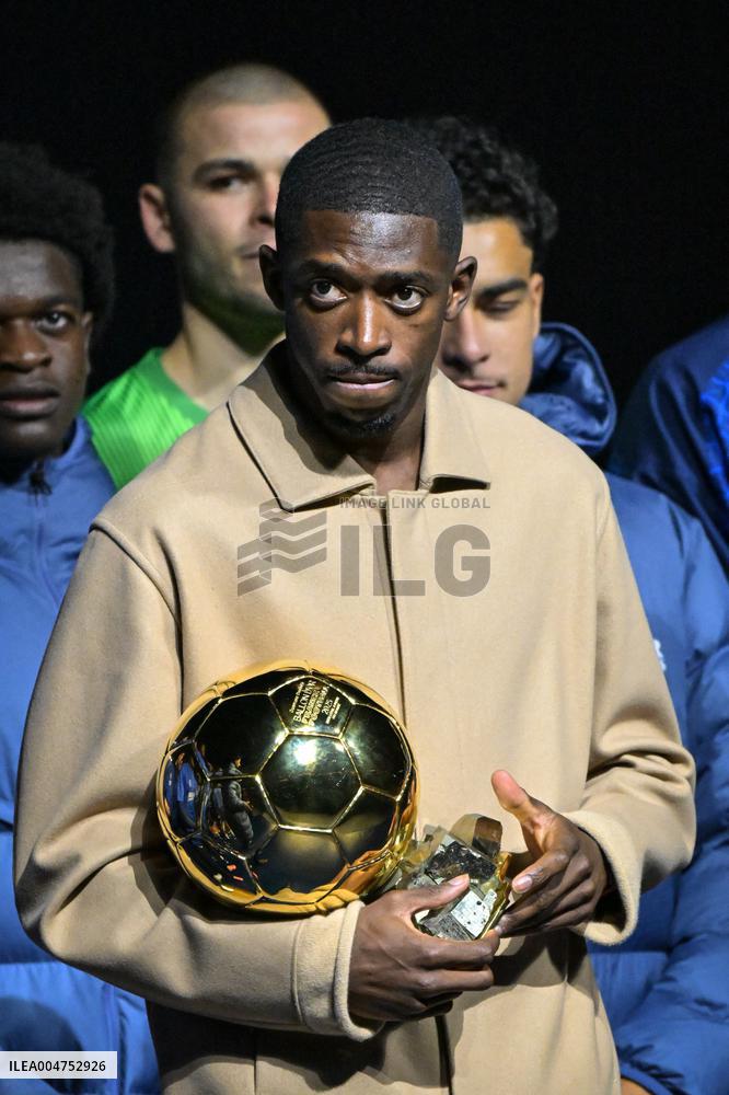 Ousmane Dembele celebrates his Ballon dOr at Parc des Princes - FA