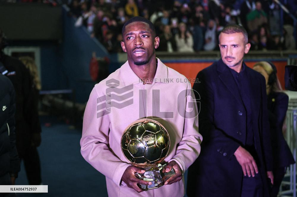 Ousmane Dembele celebrates his Ballon dOr at Parc des Princes - FA
