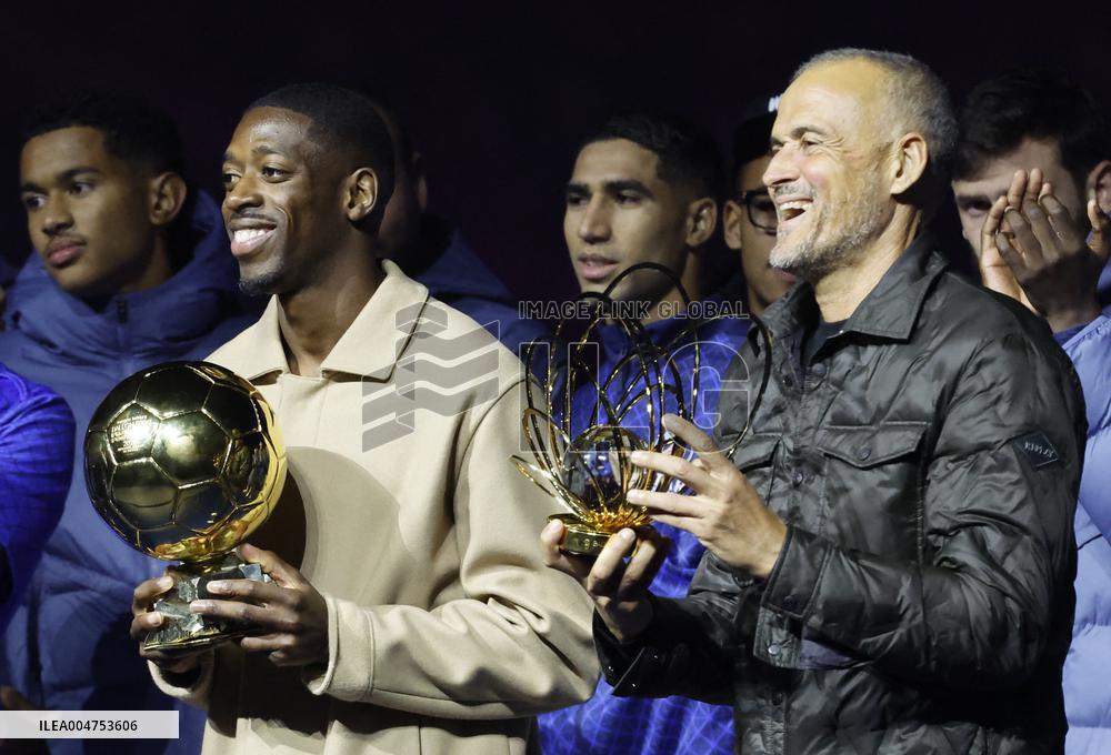 Ousmane Dembele Presents Ballon d'Or At PSG v Auxerre Match - Paris