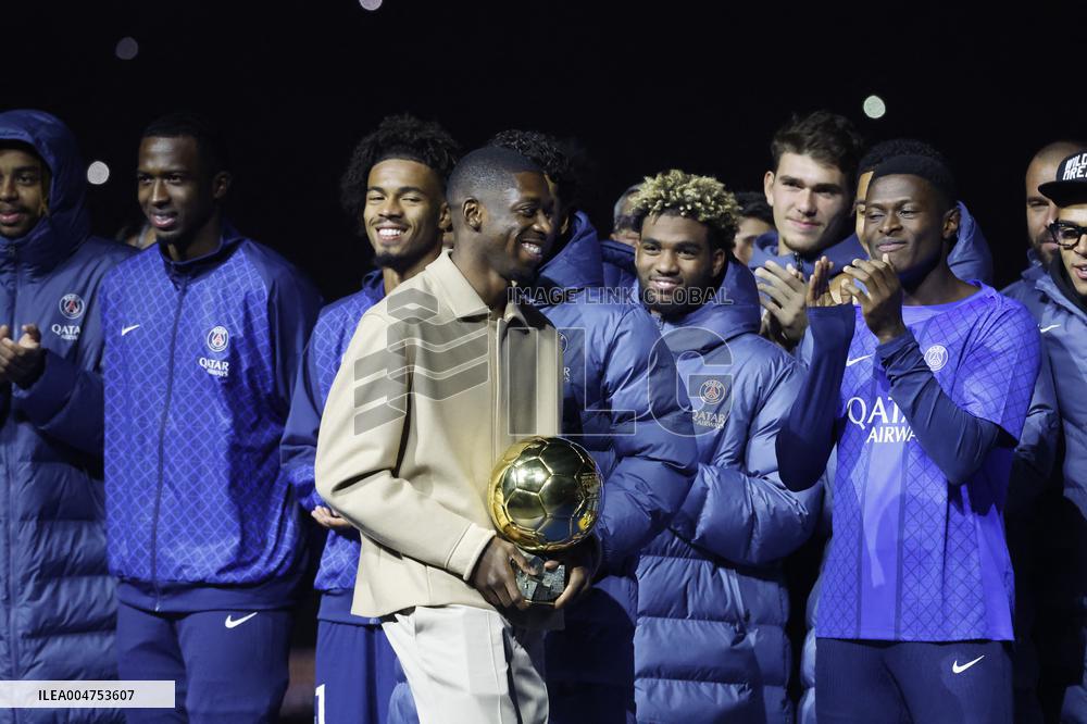 Ousmane Dembele Presents Ballon d'Or At PSG v Auxerre Match - Paris
