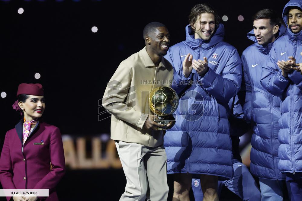 Ousmane Dembele Presents Ballon d'Or At PSG v Auxerre Match - Paris