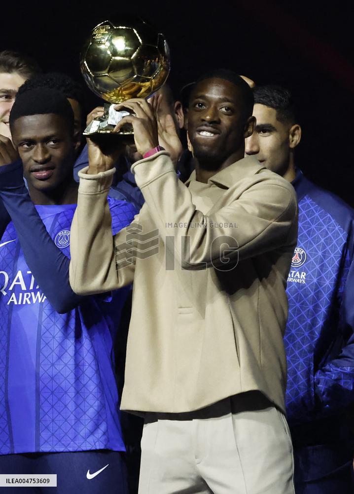 Ousmane Dembele Presents Ballon d'Or At PSG v Auxerre Match - Paris
