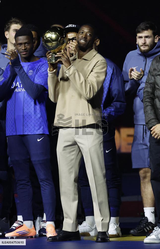 Ousmane Dembele Presents Ballon d'Or At PSG v Auxerre Match - Paris