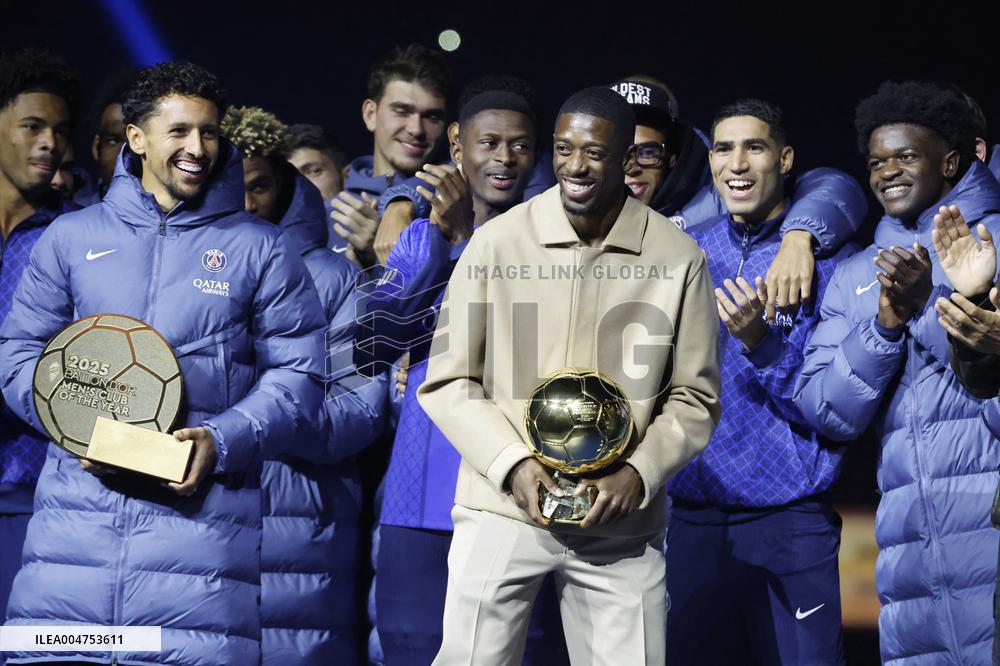 Ousmane Dembele Presents Ballon d'Or At PSG v Auxerre Match - Paris