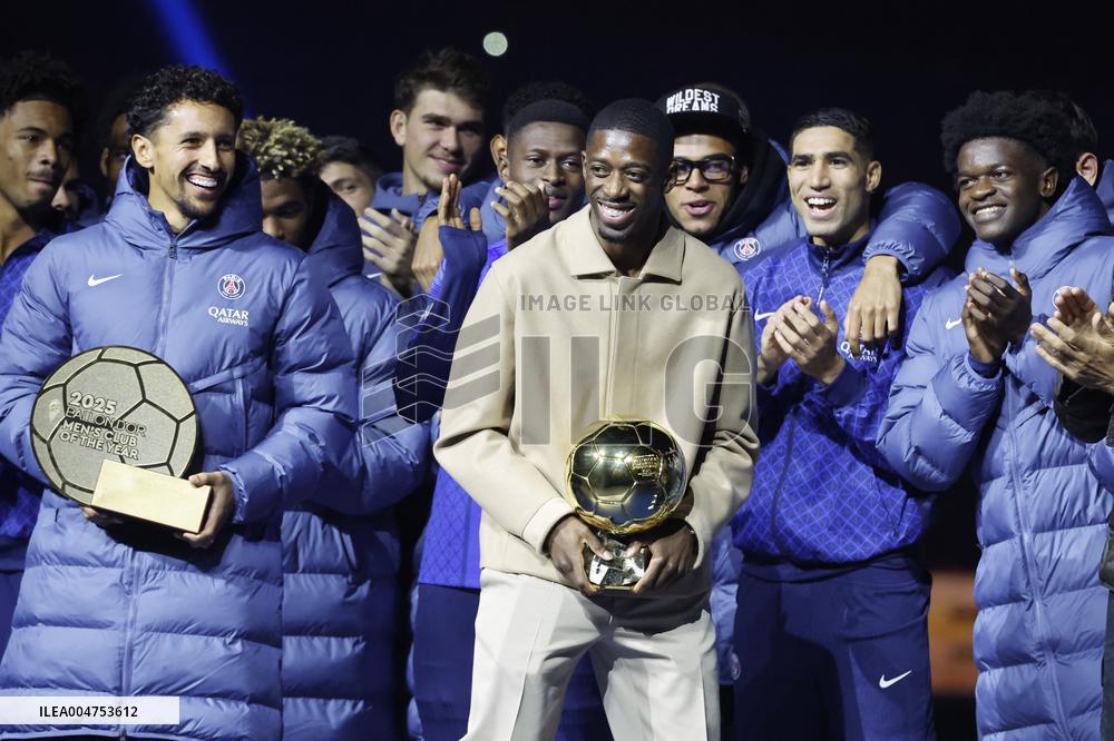 Ousmane Dembele Presents Ballon d'Or At PSG v Auxerre Match - Paris