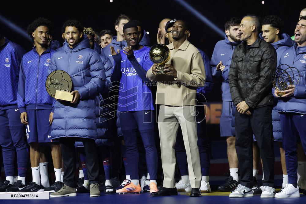 Ousmane Dembele Presents Ballon d'Or At PSG v Auxerre Match - Paris