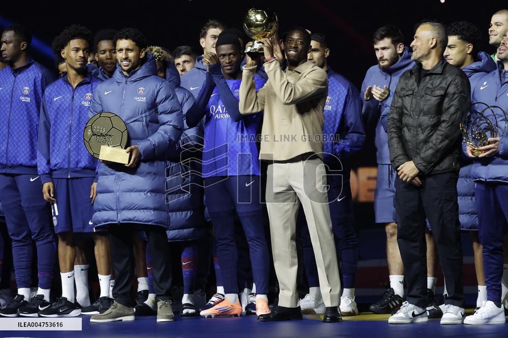 Ousmane Dembele Presents Ballon d'Or At PSG v Auxerre Match - Paris