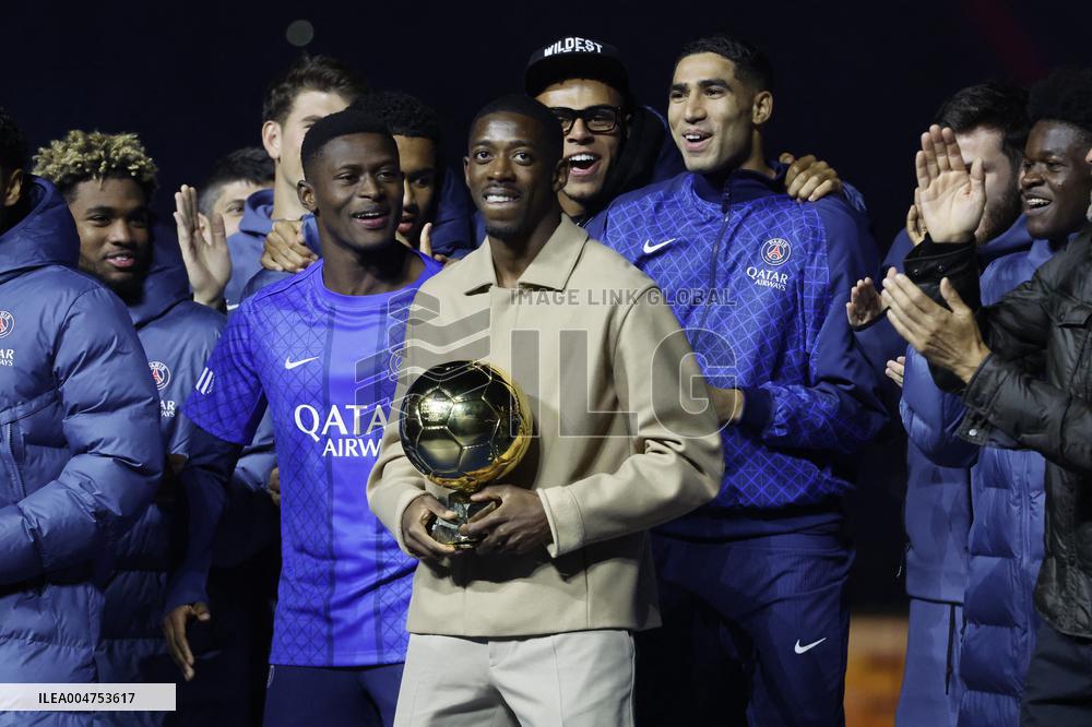 Ousmane Dembele Presents Ballon d'Or At PSG v Auxerre Match - Paris