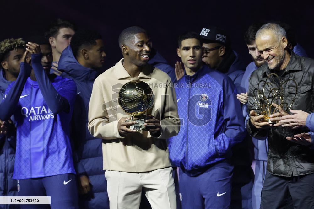 Ousmane Dembele Presents Ballon d'Or At PSG v Auxerre Match - Paris