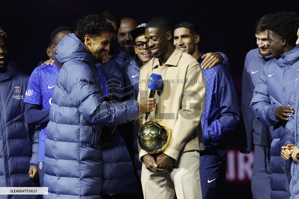 Ousmane Dembele Presents Ballon d'Or At PSG v Auxerre Match - Paris