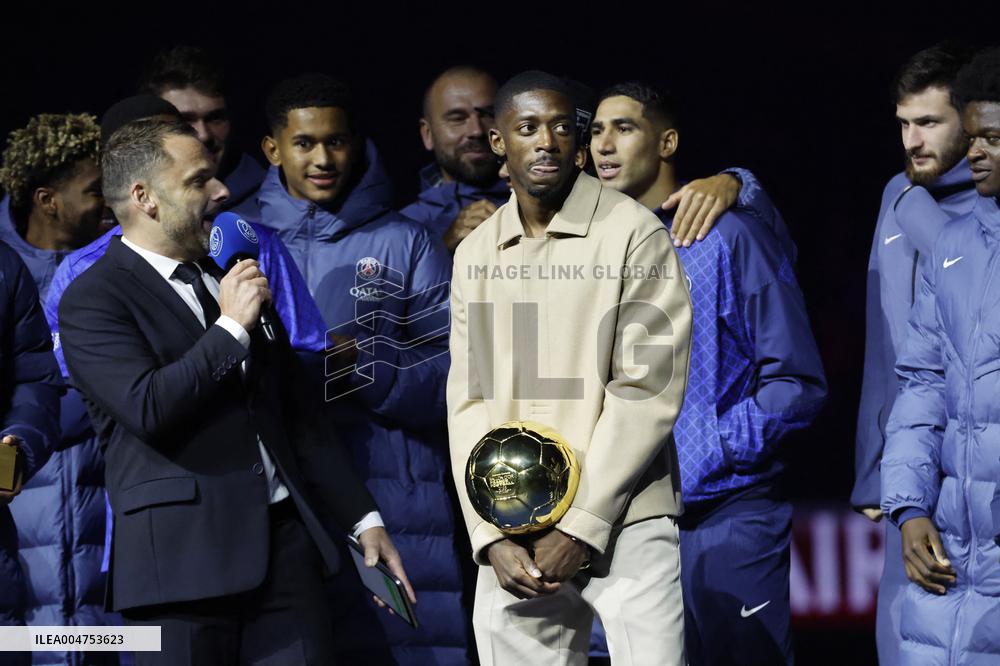 Ousmane Dembele Presents Ballon d'Or At PSG v Auxerre Match - Paris