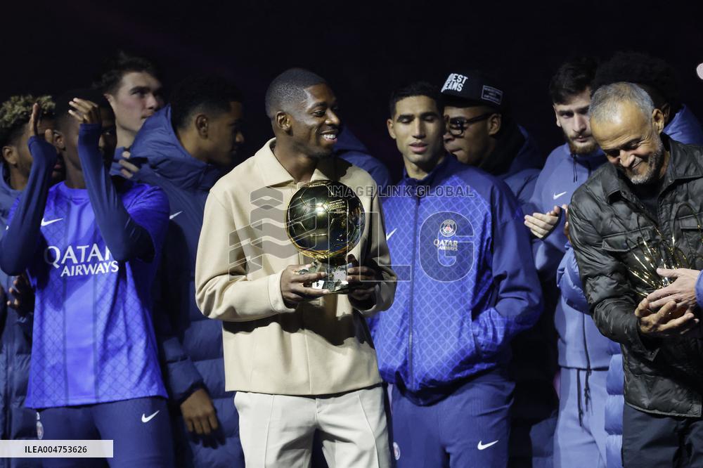 Ousmane Dembele Presents Ballon d'Or At PSG v Auxerre Match - Paris