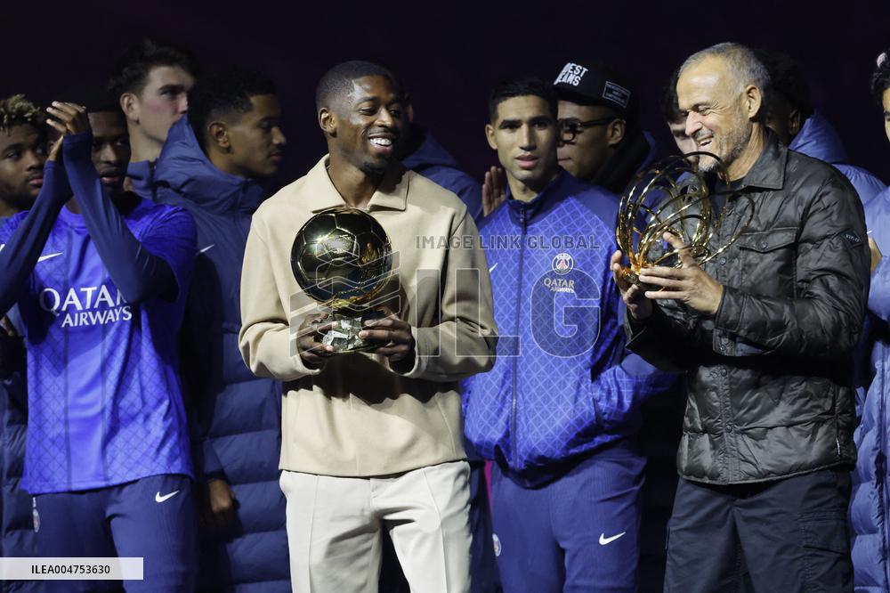 Ousmane Dembele Presents Ballon d'Or At PSG v Auxerre Match - Paris