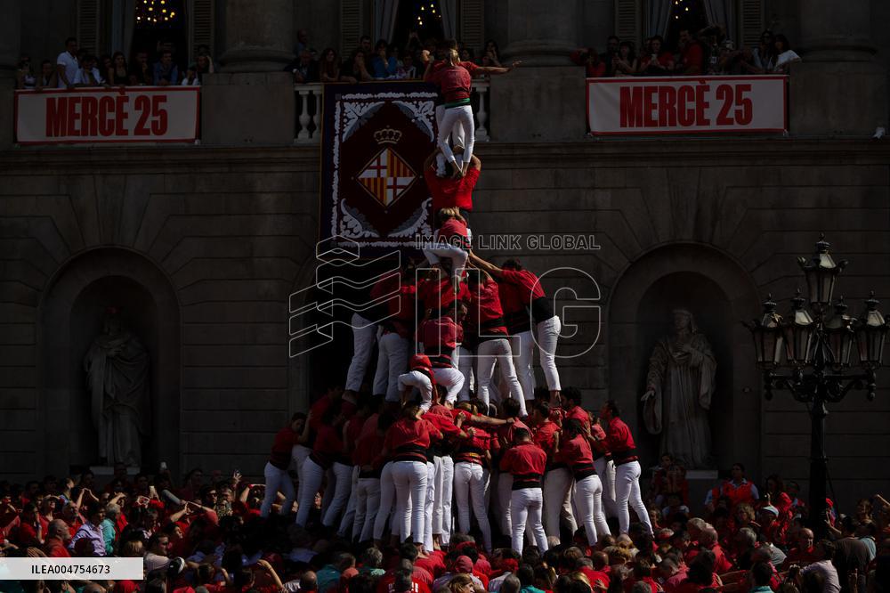 The Castellers day of La Merce Celebrations - Barcelona