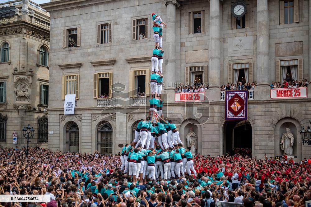 The Castellers day of La Merce Celebrations - Barcelona