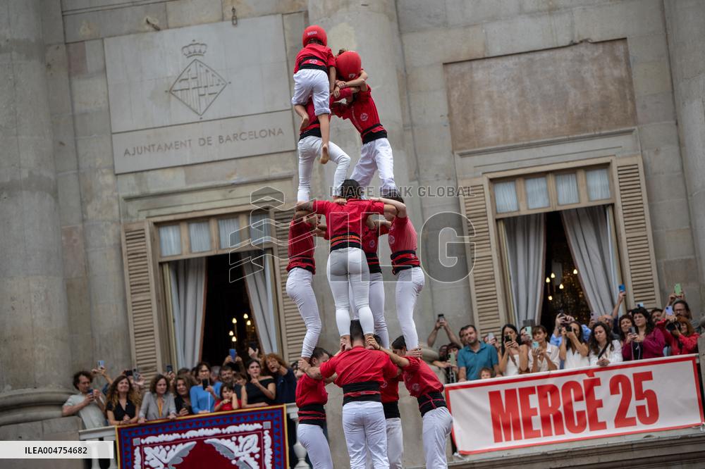The Castellers day of La Merce Celebrations - Barcelona