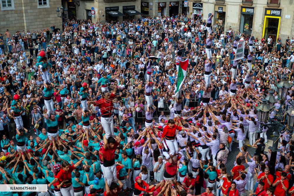 The Castellers day of La Merce Celebrations - Barcelona