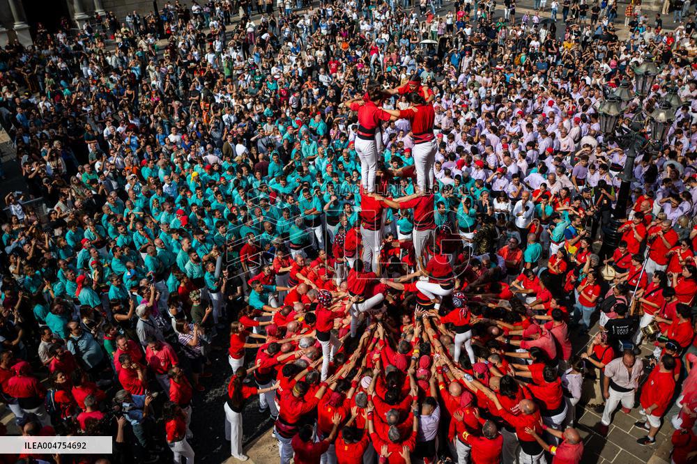 The Castellers day of La Merce Celebrations - Barcelona