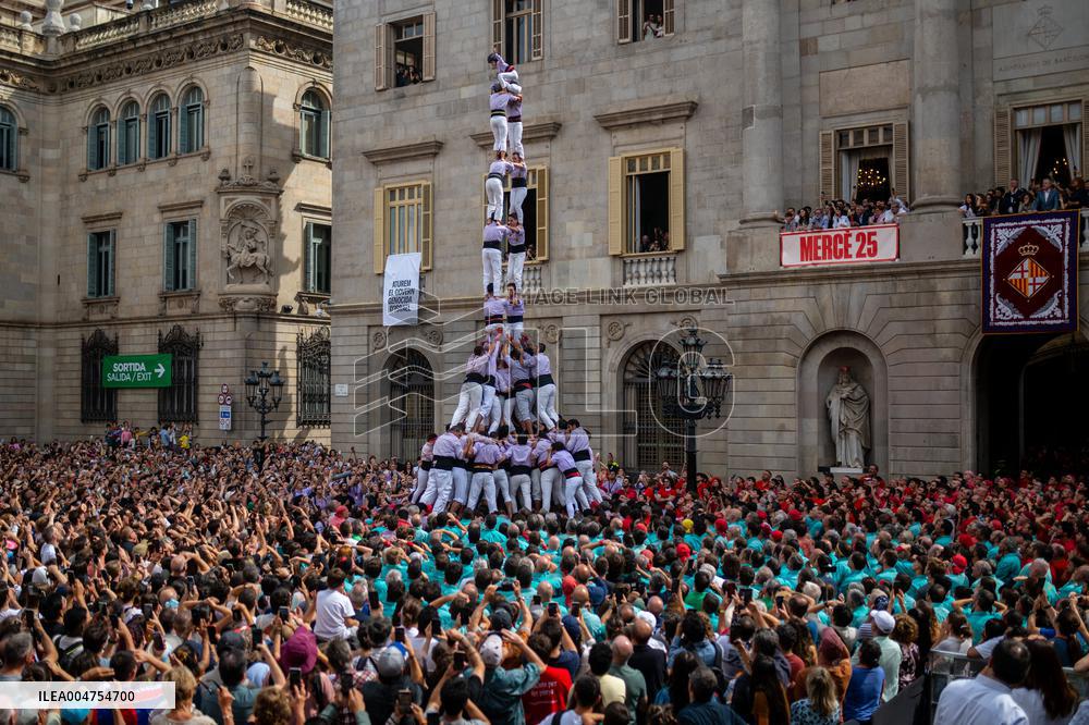 The Castellers day of La Merce Celebrations - Barcelona