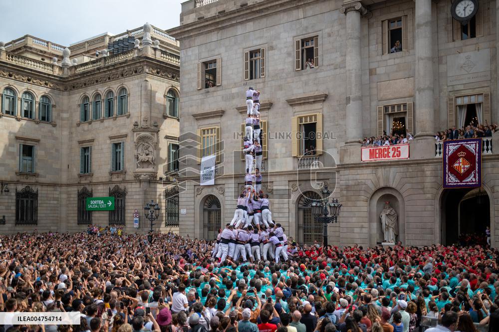 The Castellers day of La Merce Celebrations - Barcelona