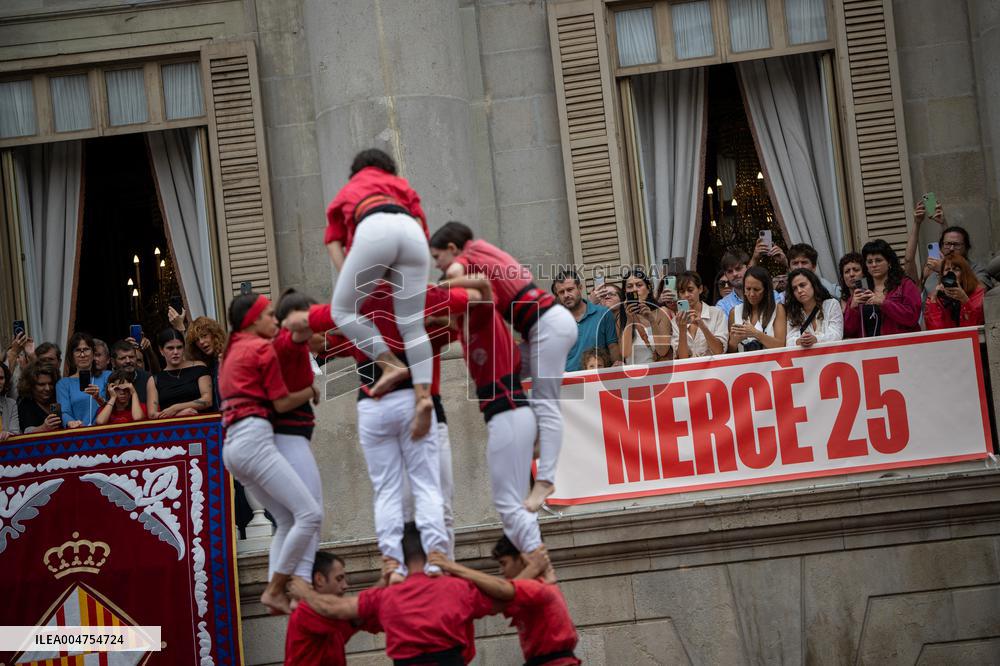 The Castellers day of La Merce Celebrations - Barcelona
