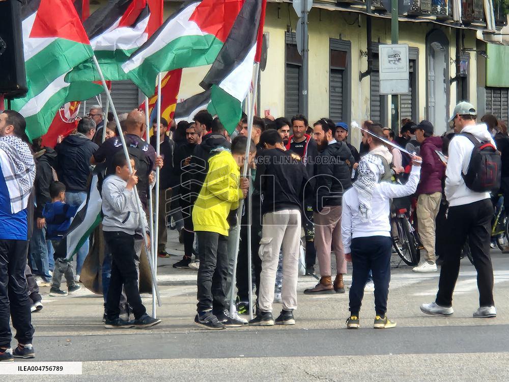 Pro-Palestine Demonstration Disrupts Turin - Italy