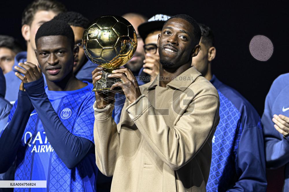 Ousmane Dembele Presents Ballon d'Or At PSG v Auxerre Match - Paris