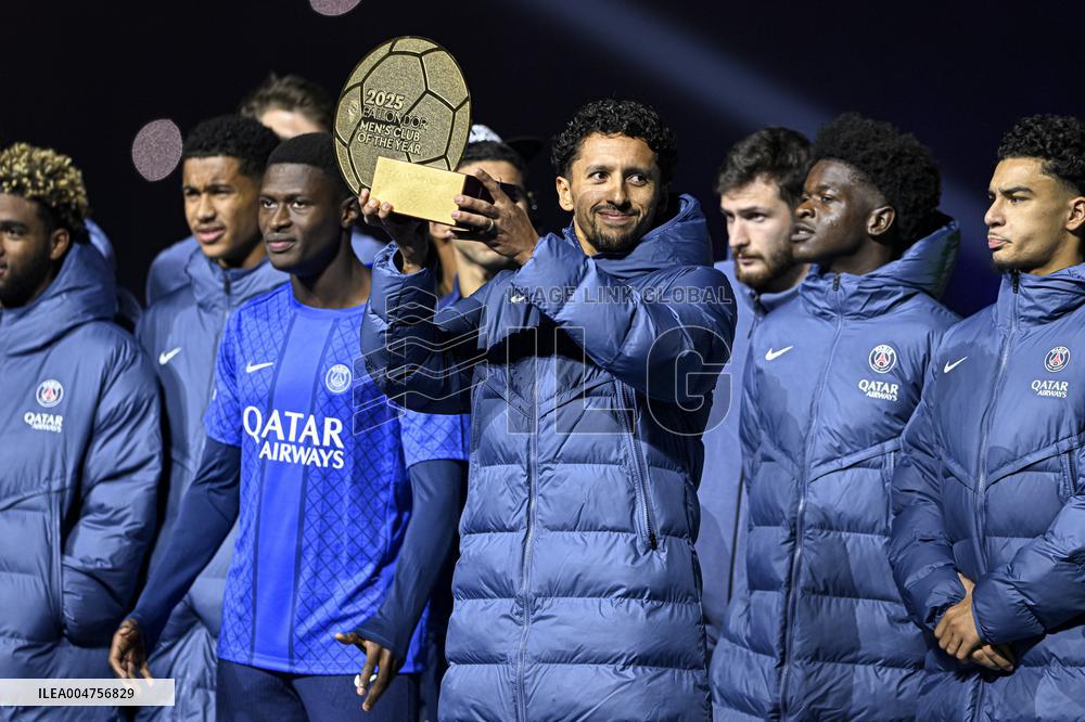 Ousmane Dembele Presents Ballon d'Or At PSG v Auxerre Match - Paris
