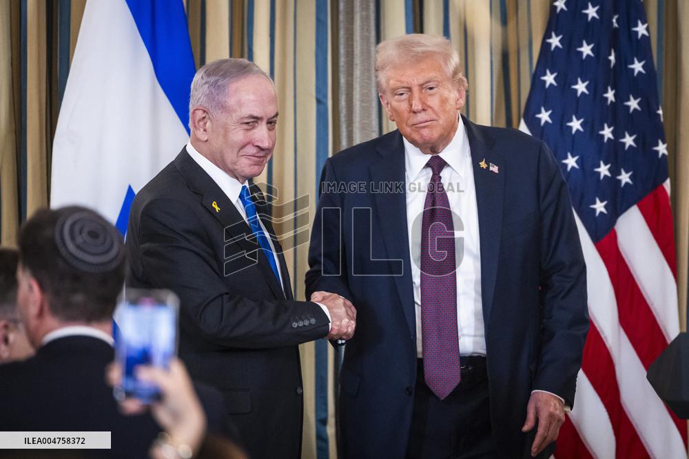 US President Trump welcomes Israeli Prime Minister Netanyahu to the White House