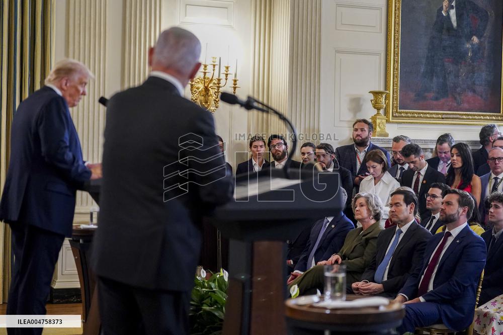 US President Trump welcomes Israeli Prime Minister Netanyahu to the White House