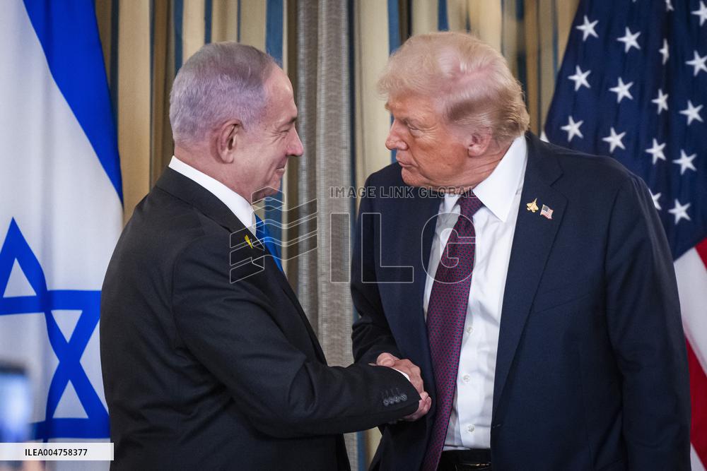 US President Trump welcomes Israeli Prime Minister Netanyahu to the White House