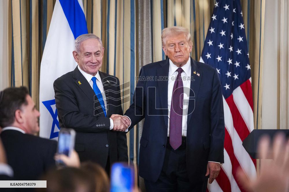 US President Trump welcomes Israeli Prime Minister Netanyahu to the White House