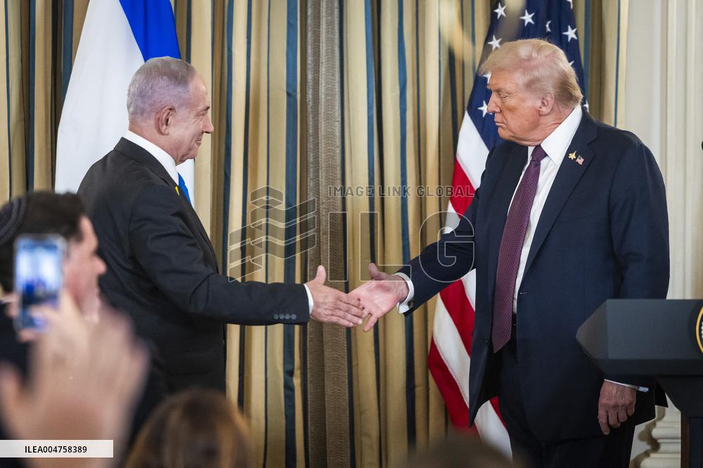 US President Trump welcomes Israeli Prime Minister Netanyahu to the White House