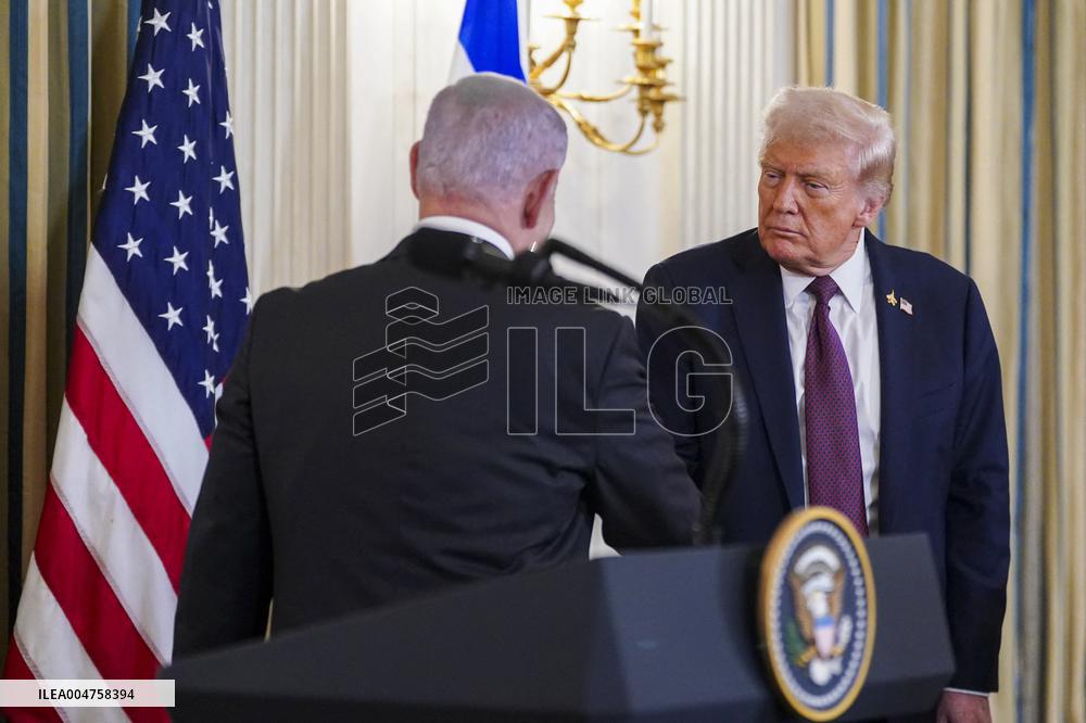US President Trump welcomes Israeli Prime Minister Netanyahu to the White House