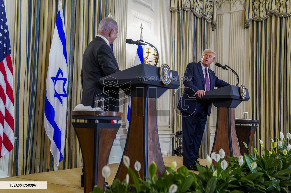 US President Trump welcomes Israeli Prime Minister Netanyahu to the White House