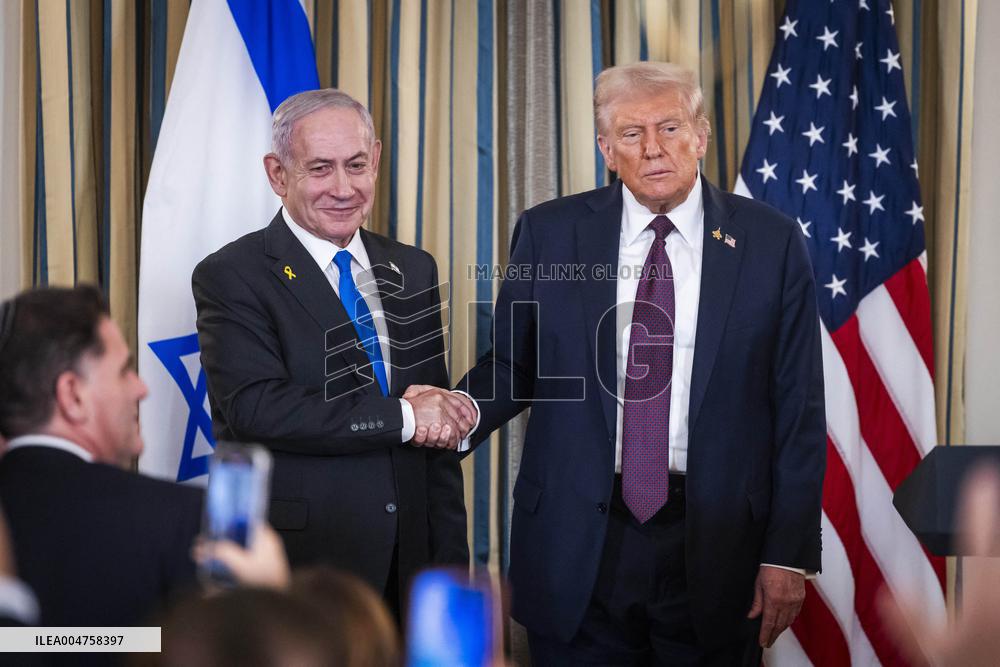 US President Trump welcomes Israeli Prime Minister Netanyahu to the White House
