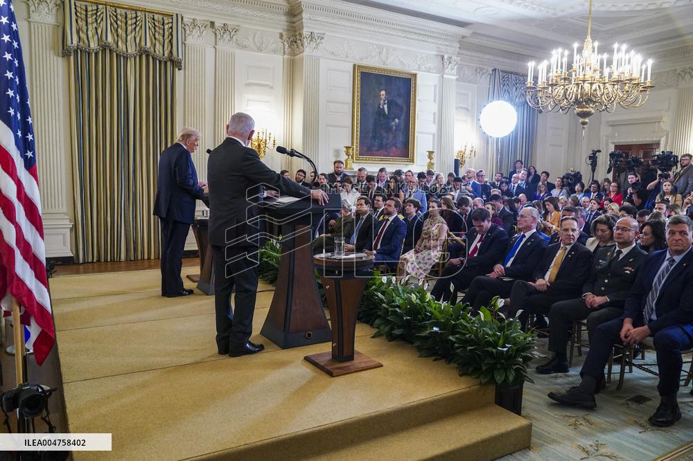 US President Trump welcomes Israeli Prime Minister Netanyahu to the White House